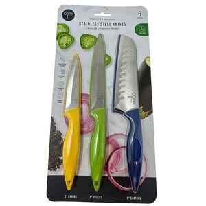 Core Kitchen Perfect Precision 6 Piece Stainless Steel Knife Set with Sheaths